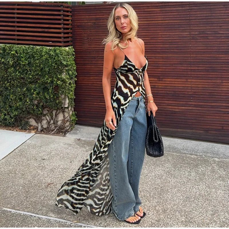 Bianca top túnica de cebra y conjunto de pantalón