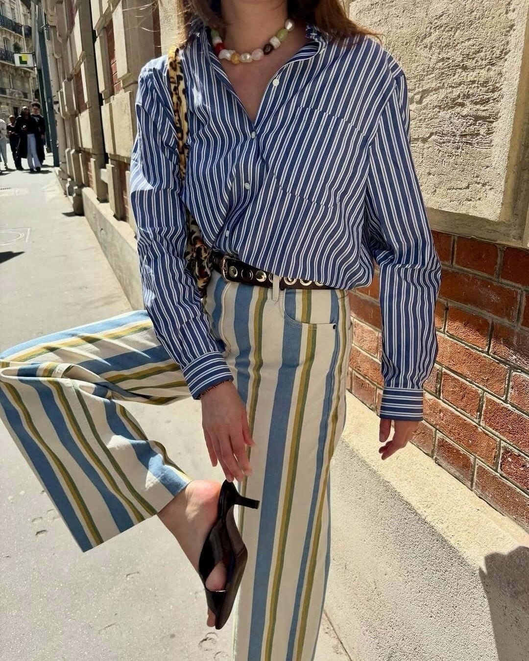 Valerie pantalones a rayas de talle bajo