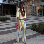 Valerie pantalones a rayas de talle bajo