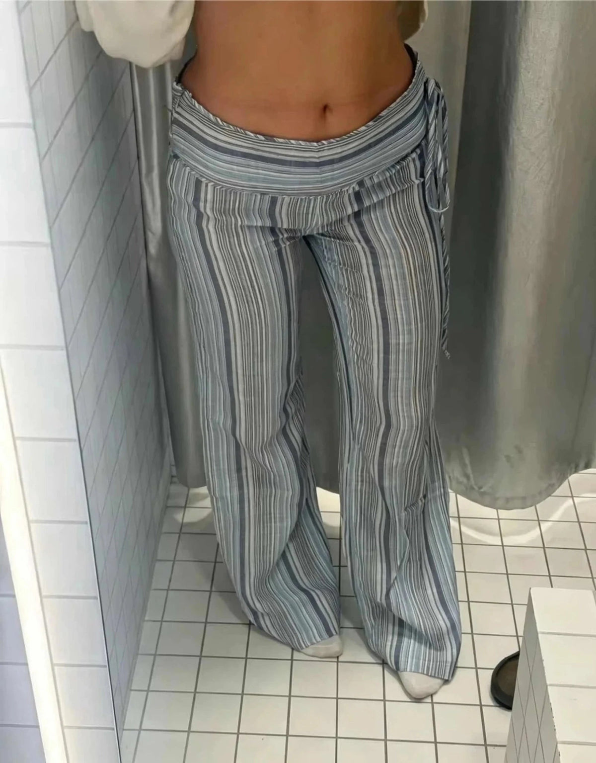 Valerie pantalones a rayas de talle bajo