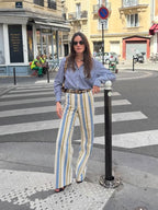 Valerie pantalones a rayas de talle bajo