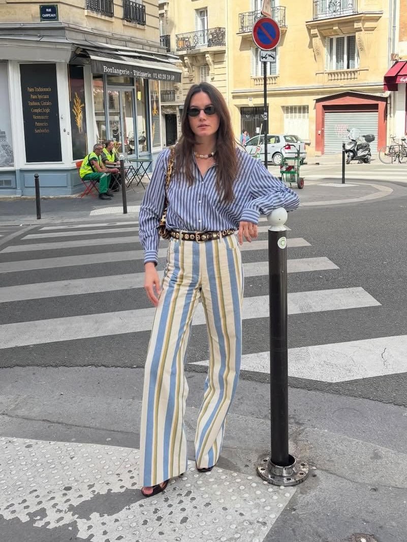 Valerie pantalones a rayas de talle bajo
