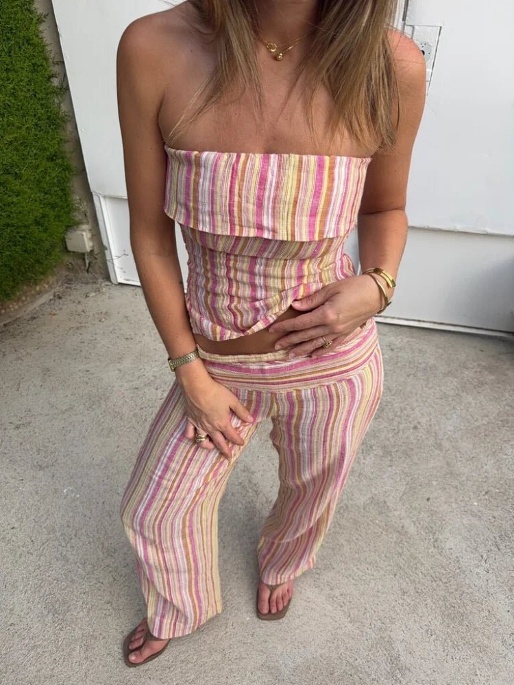 Valerie pantalones a rayas de talle bajo