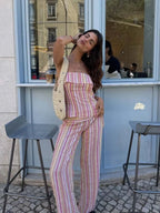 Valerie pantalones a rayas de talle bajo