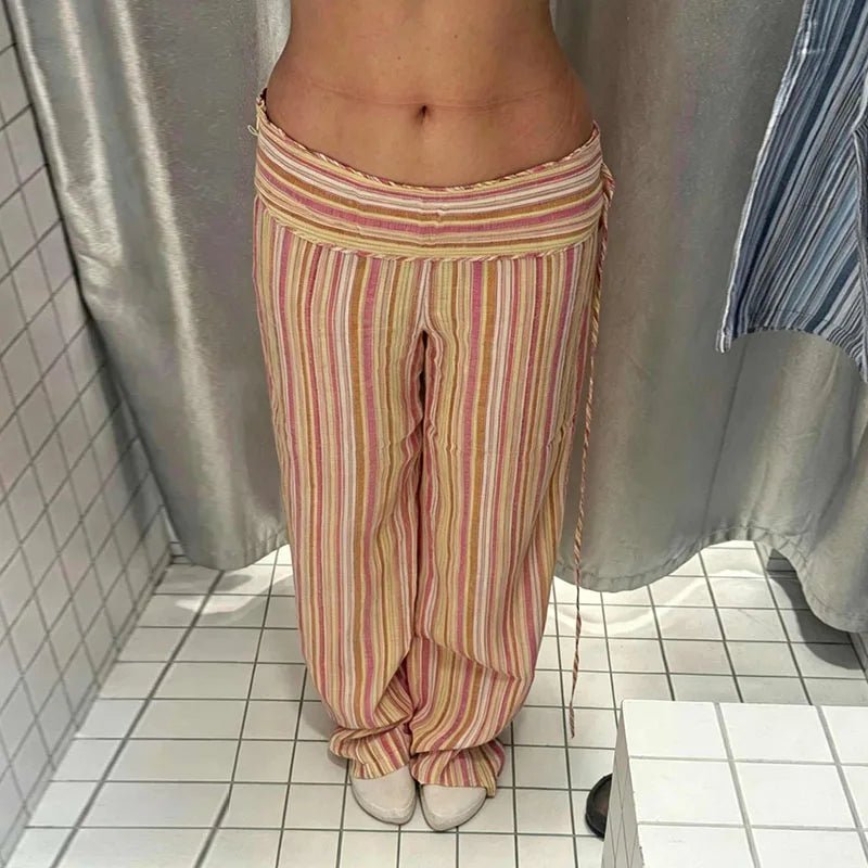 Valerie pantalones a rayas de talle bajo
