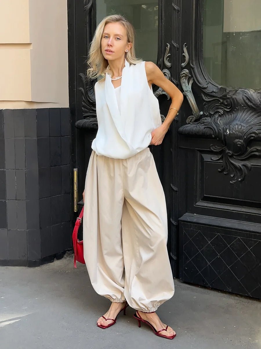 Pantalones de algodón Amethyst de pierna ancha