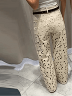 Rachel jeans de tiro alto con cortes, cintura alta, corte recto