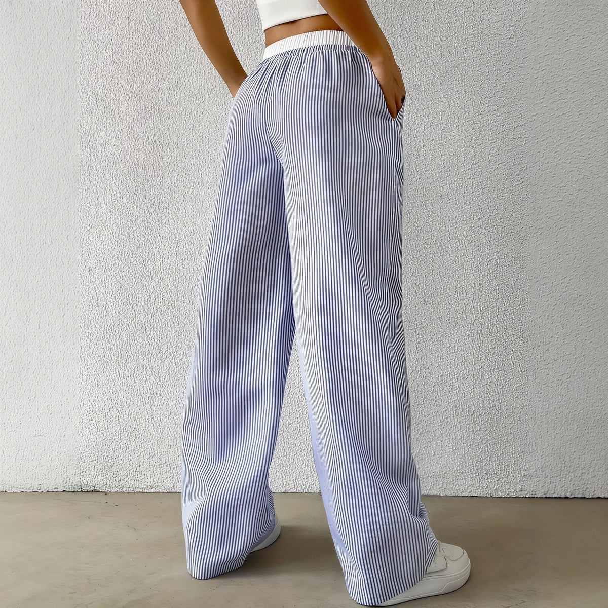 Beatrice pantalones rectos casuales a rayas