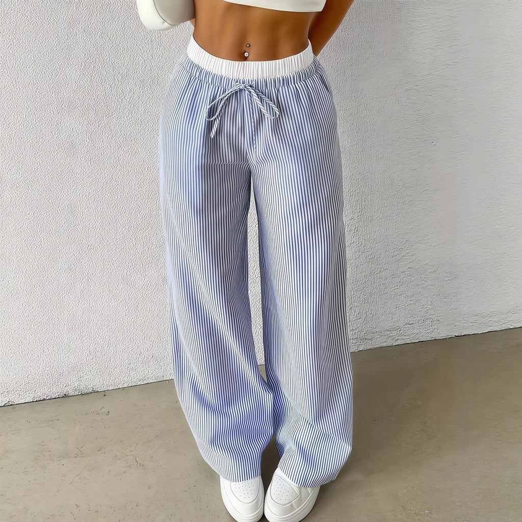 Beatrice pantalones rectos casuales a rayas