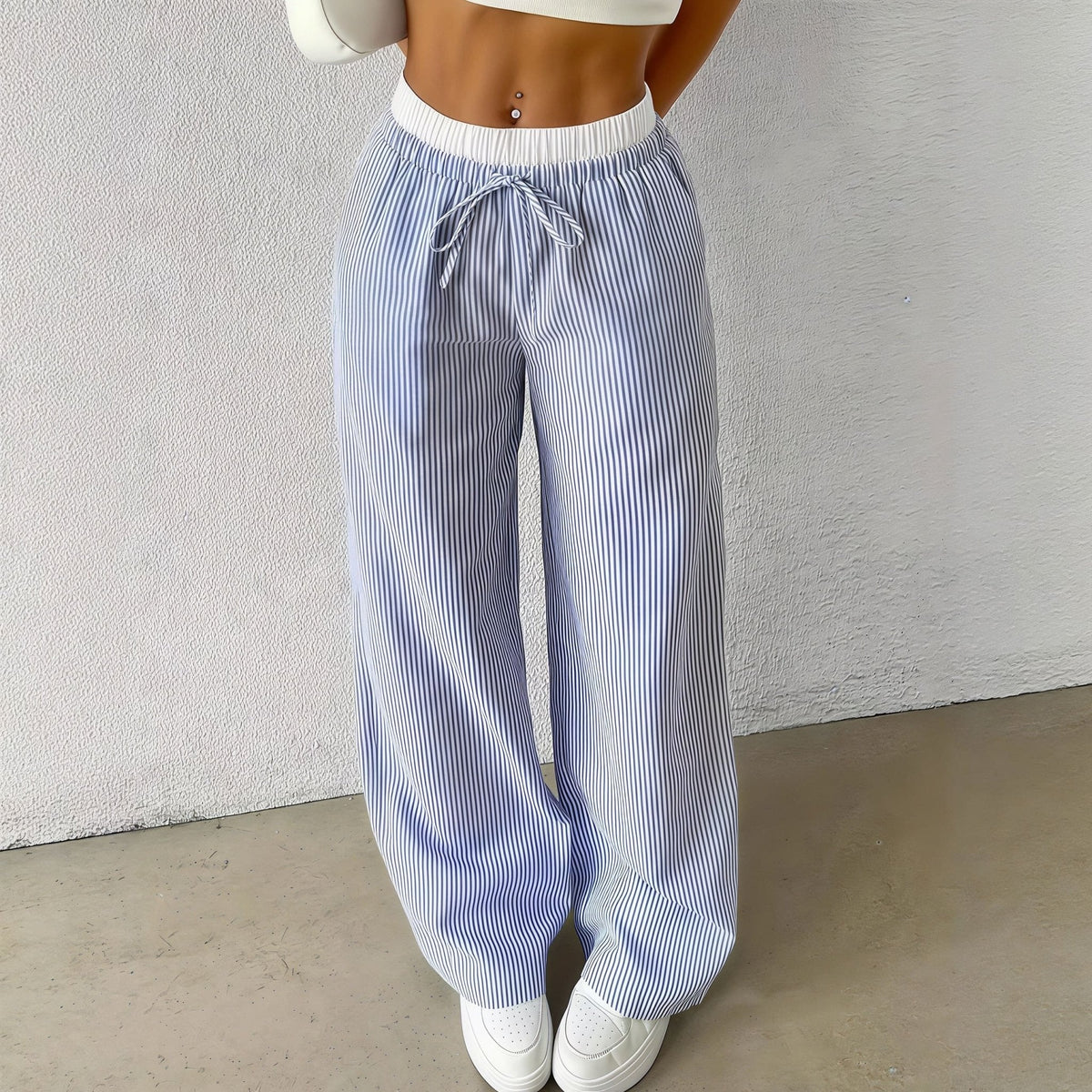 Beatrice pantalones rectos casuales a rayas