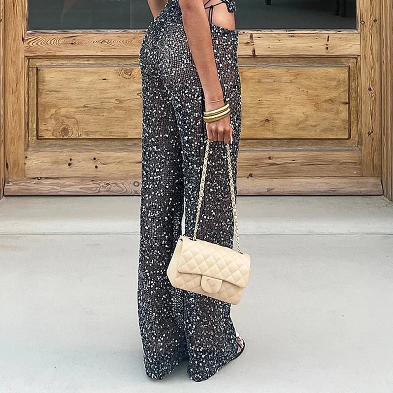 Pantalón recto Bianca con lentejuelas