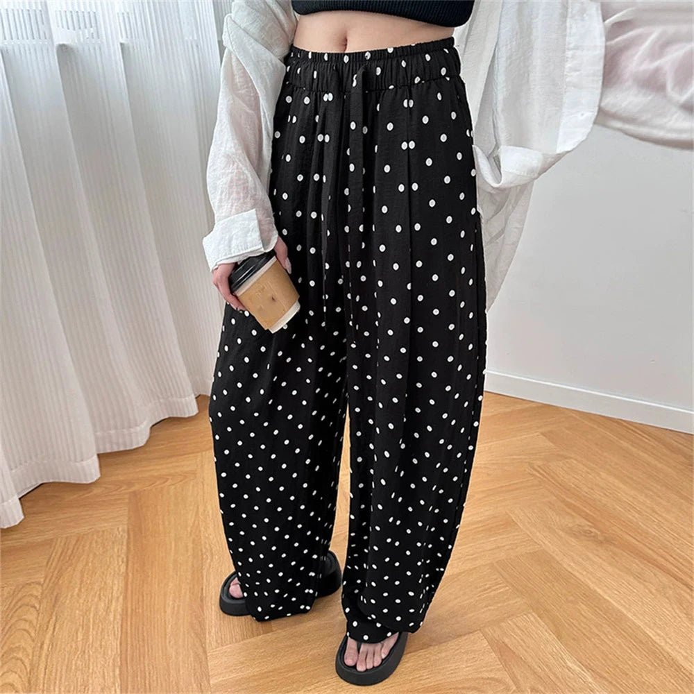 Pantalón ancho de lino con lunares Elizabeth
