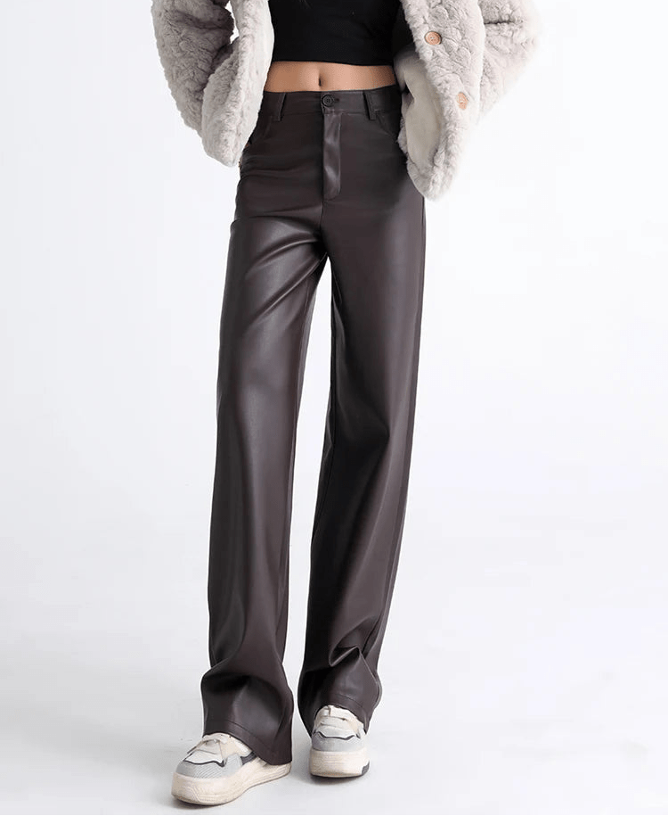 Pantalones de talle alto Giselle de piel vegana