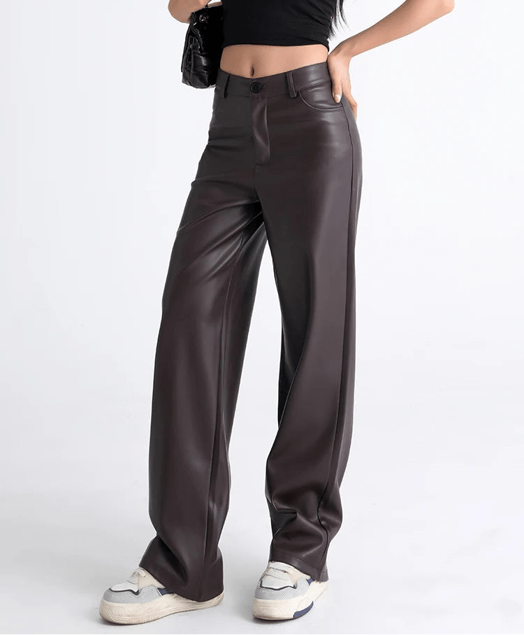Pantalones de talle alto Giselle de piel vegana