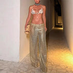 Margot Gold pantalón ancho con cordón