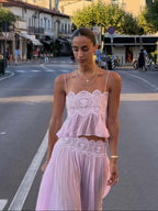 Aiselma Lace Chiffon Pant Set