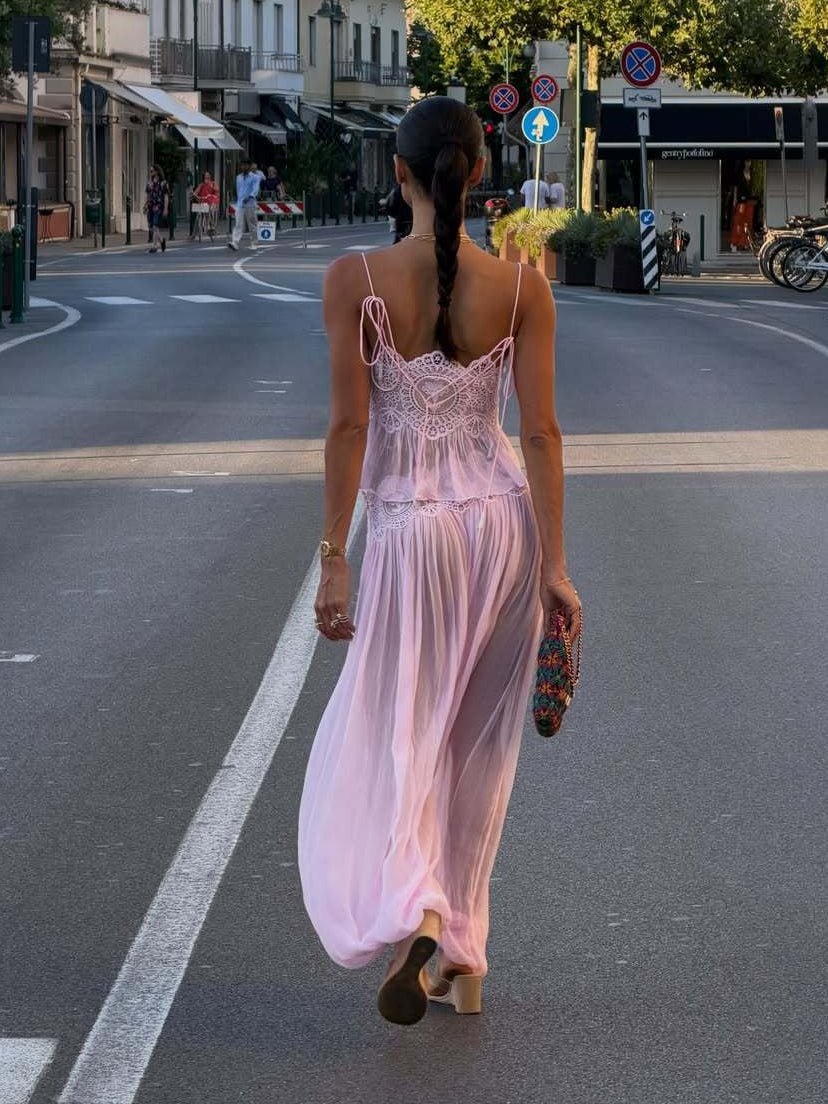 Aiselma Lace Chiffon Pant Set