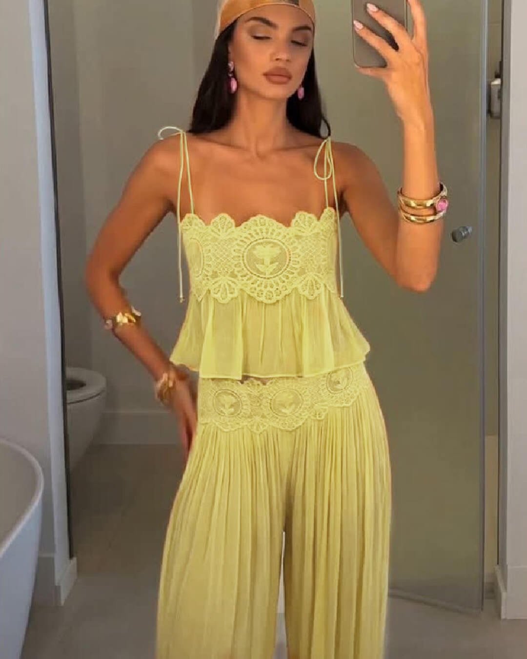 Aiselma Lace Chiffon Pant Set