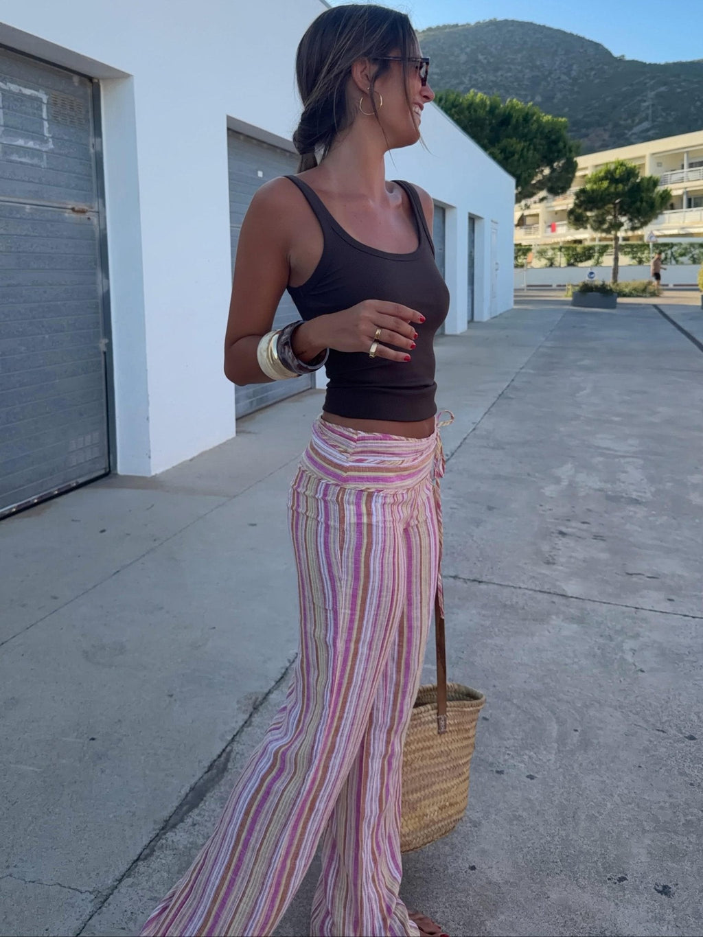 Pantalones palazzo a rayas Sienna