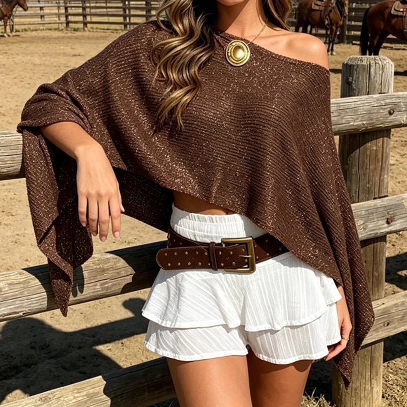 FLORENCE | Poncho capa shimmer off-shoulder