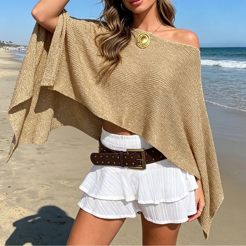 FLORENCE | Poncho capa shimmer off-shoulder