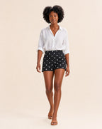 Shorts mini de lunares de talle alto Caroline