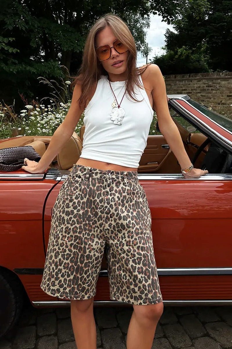 Shorts Lyric de algodón con estampado de leopardo
