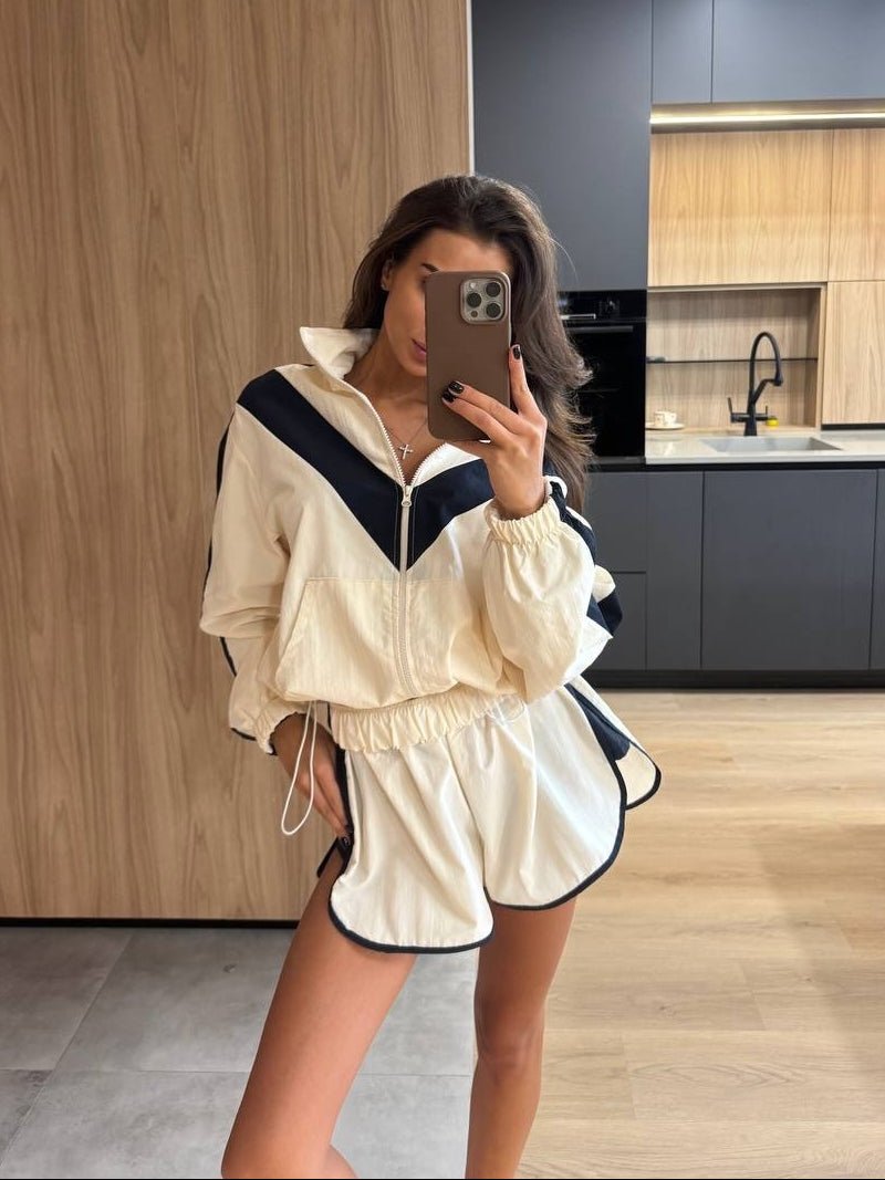 Ellen Conjunto de Cortavientos y Shorts Chevron