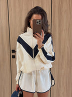 Ellen Conjunto de Cortavientos y Shorts Chevron