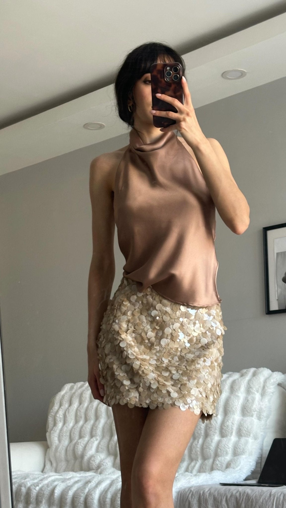 Minifalda Bianca de lentejuelas