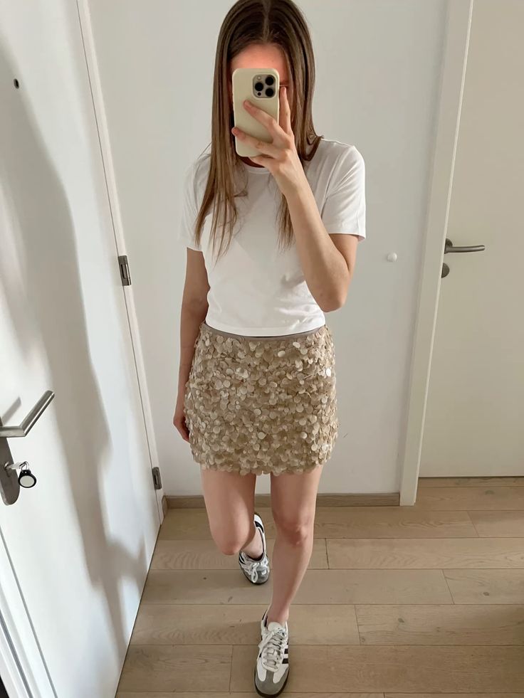 Minifalda Bianca de lentejuelas