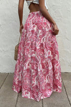 Falda larga Brynn con cintura elástica y estampado paisley