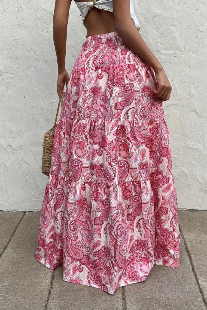 Falda larga Brynn con cintura elástica y estampado paisley