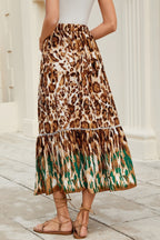 Falda maxi Valerie boho celeste con volantes y flores