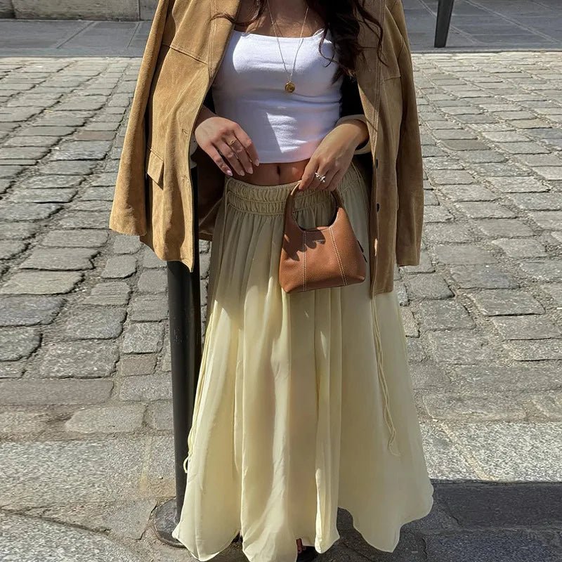 Falda Iris corte A con cordones y encaje