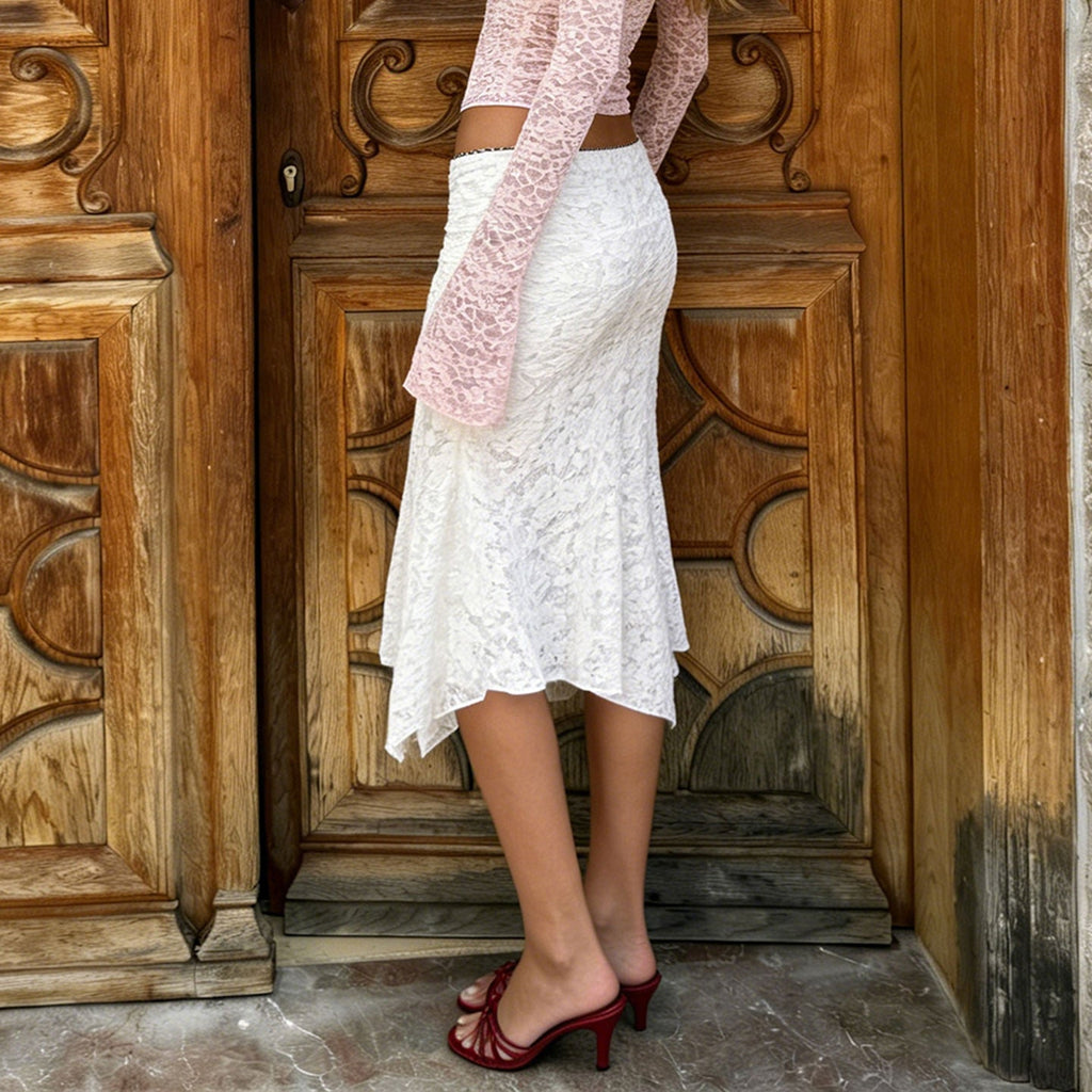 Falda midi de encaje paisley Sabrina