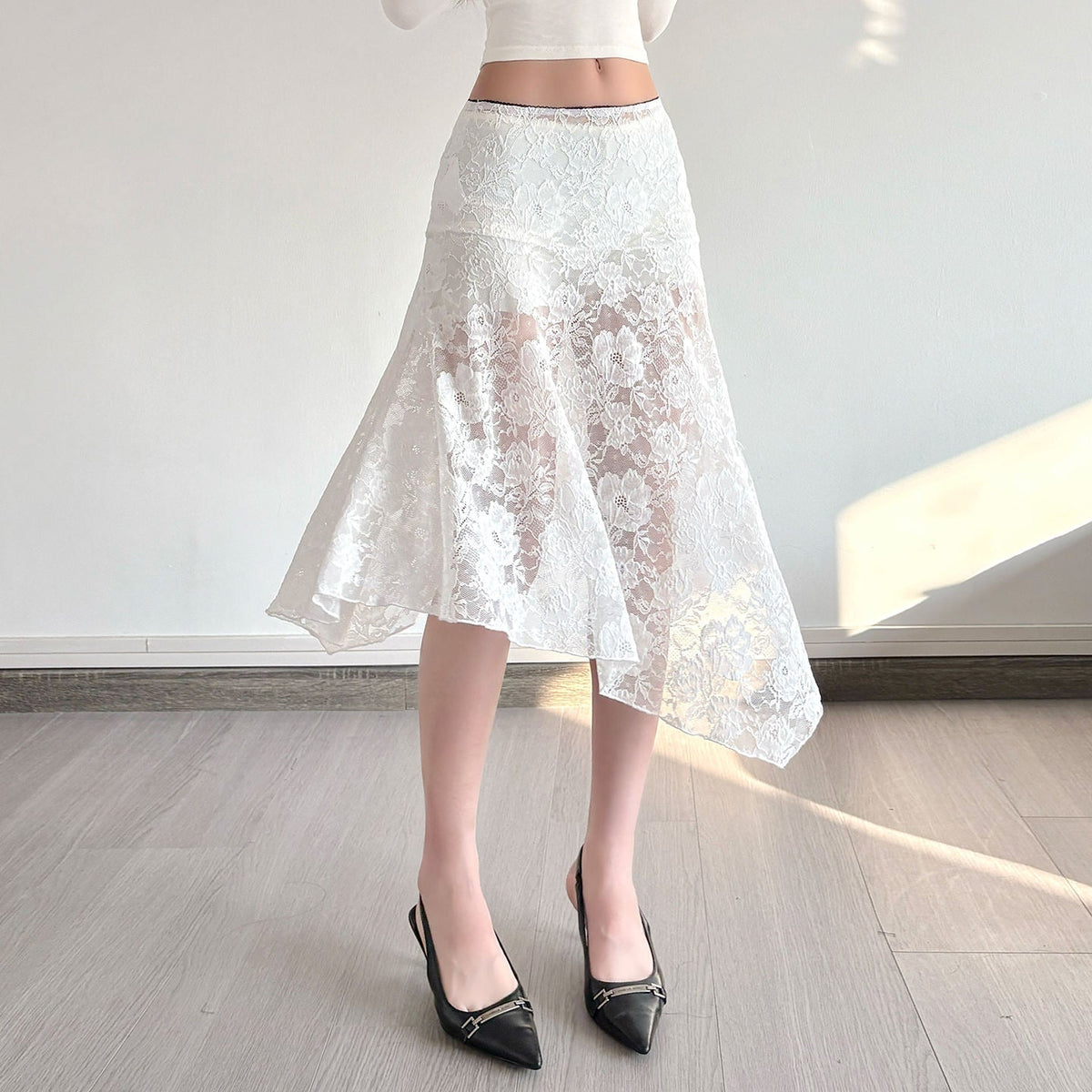 Falda midi de encaje paisley Sabrina