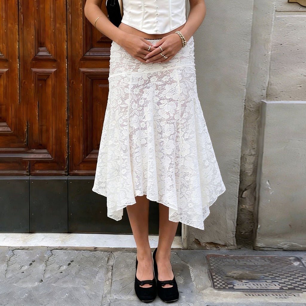 Falda midi de encaje paisley Sabrina