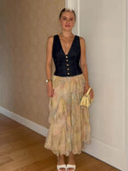 Falda larga bohemia Serena con volantes por niveles