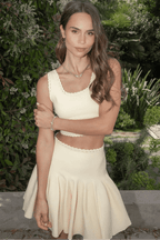 Ruth Conjunto de Falda de Punto Acanalado