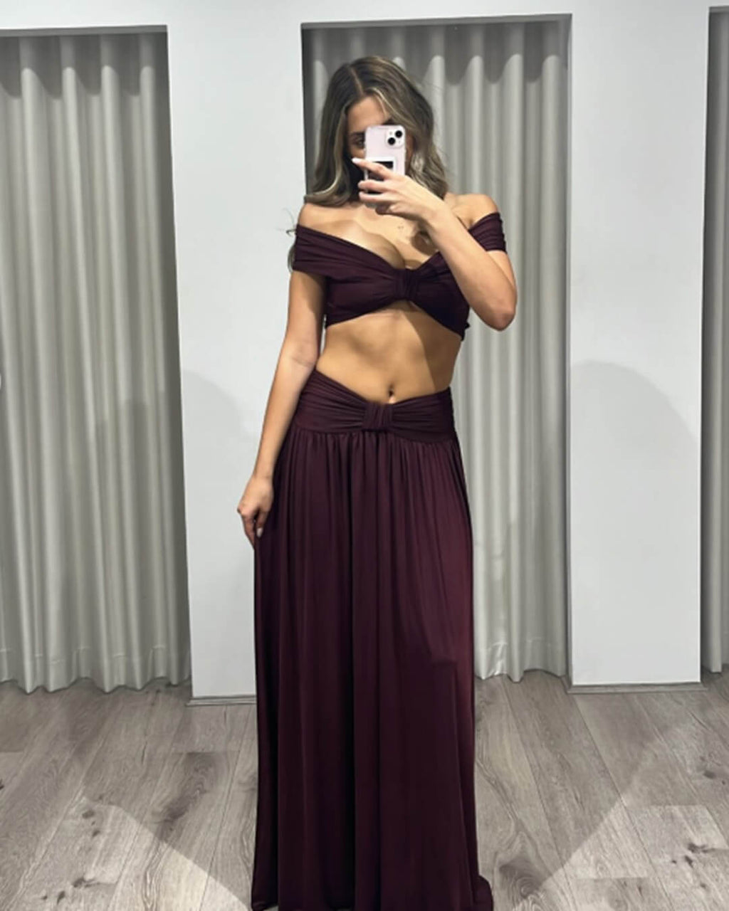 Conjunto dos piezas Mila drapeado de talle alto