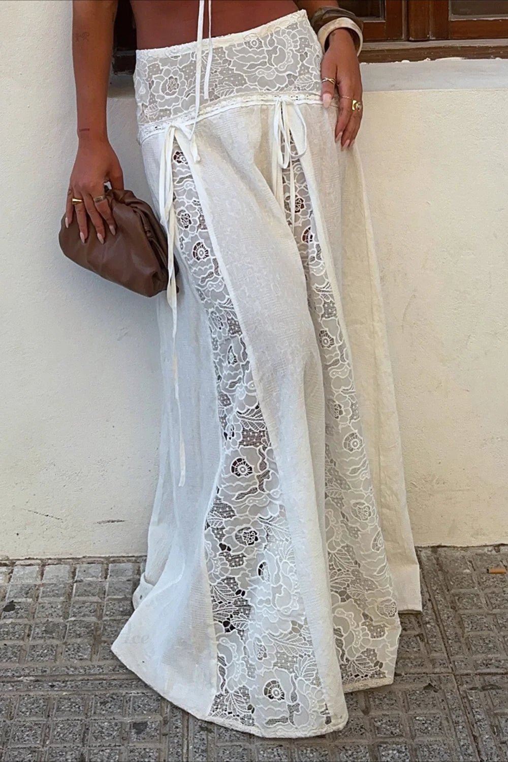Afsana falda maxi boho de encaje patchwork