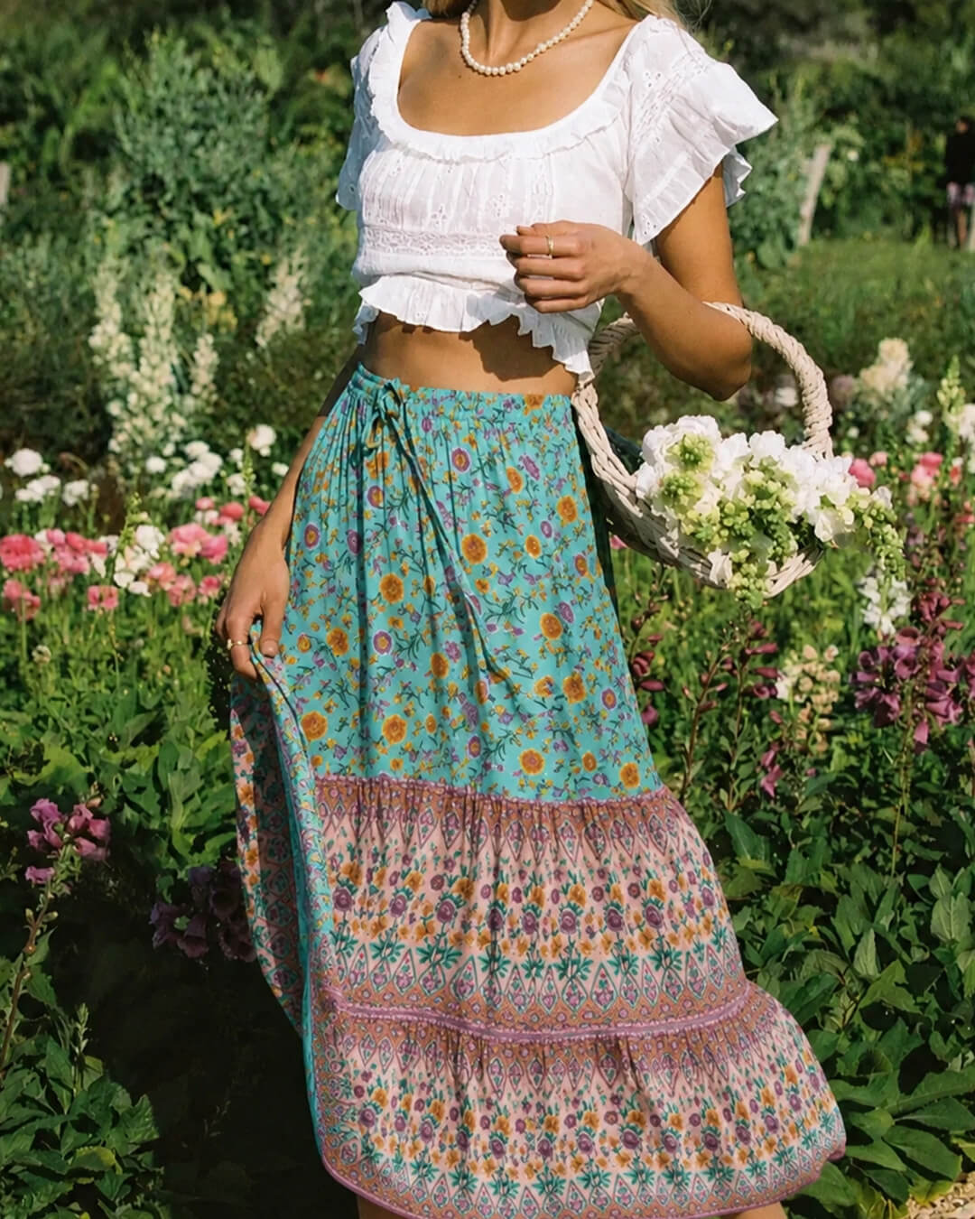 Falda boho de playa con estampado floral Bianca