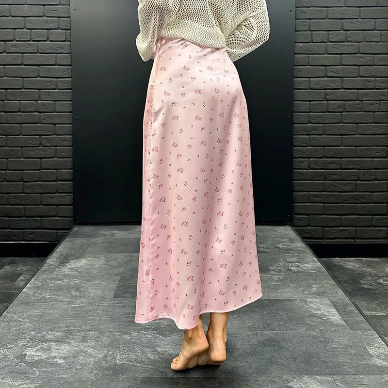 Kate falda midi satinada de talle alto con estampado