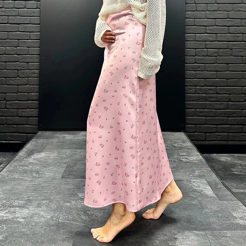 Kate falda midi satinada de talle alto con estampado