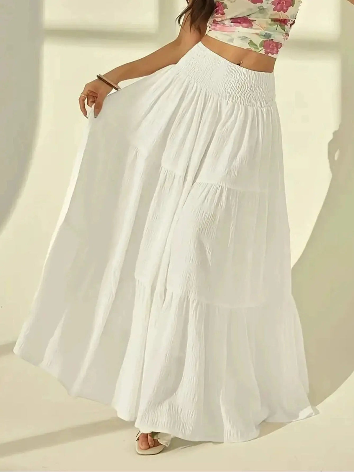 Celeste falda maxi de capas