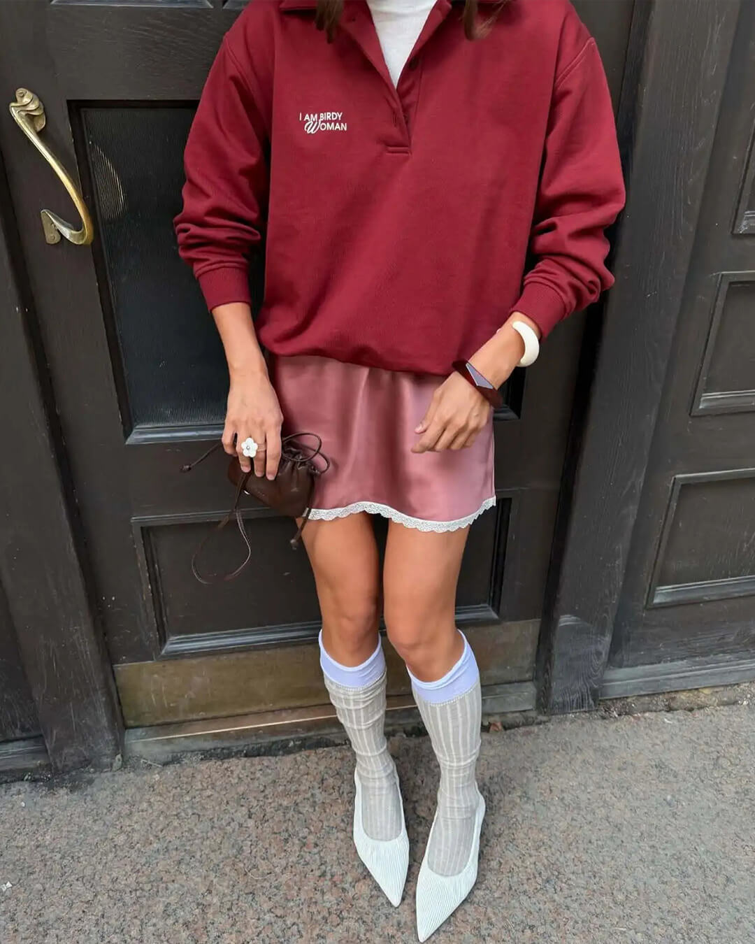 Falda mini Johana satinada con encaje