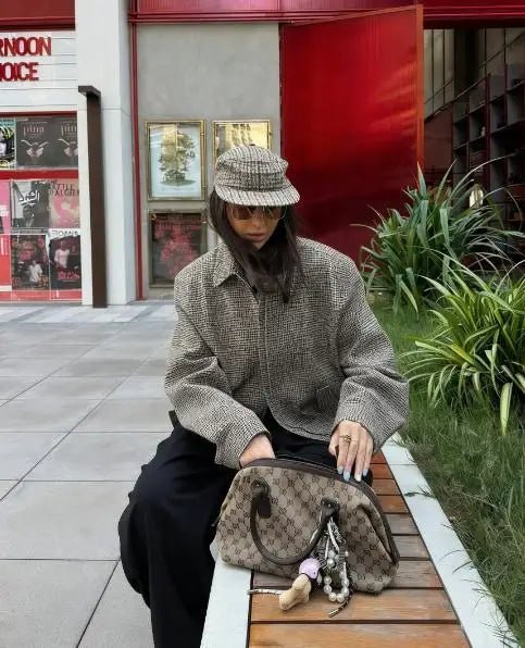 Leah Conjunto de Traje Acolchado de Pata de Gallo