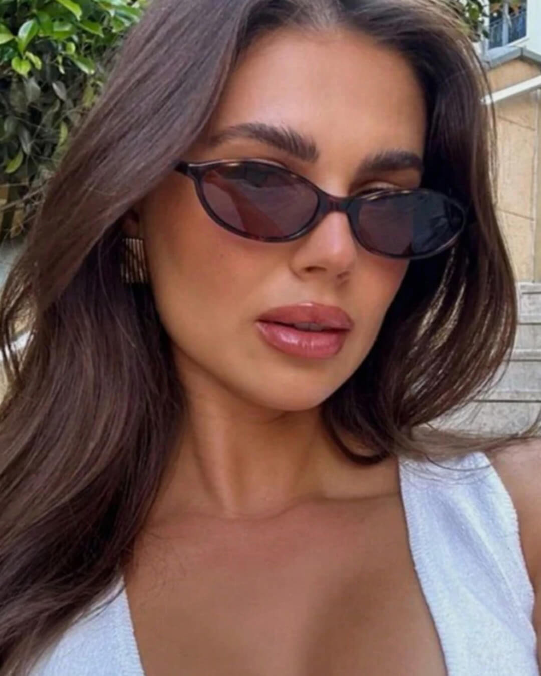 Elena Retro Oval Cat Eye Sunglasses