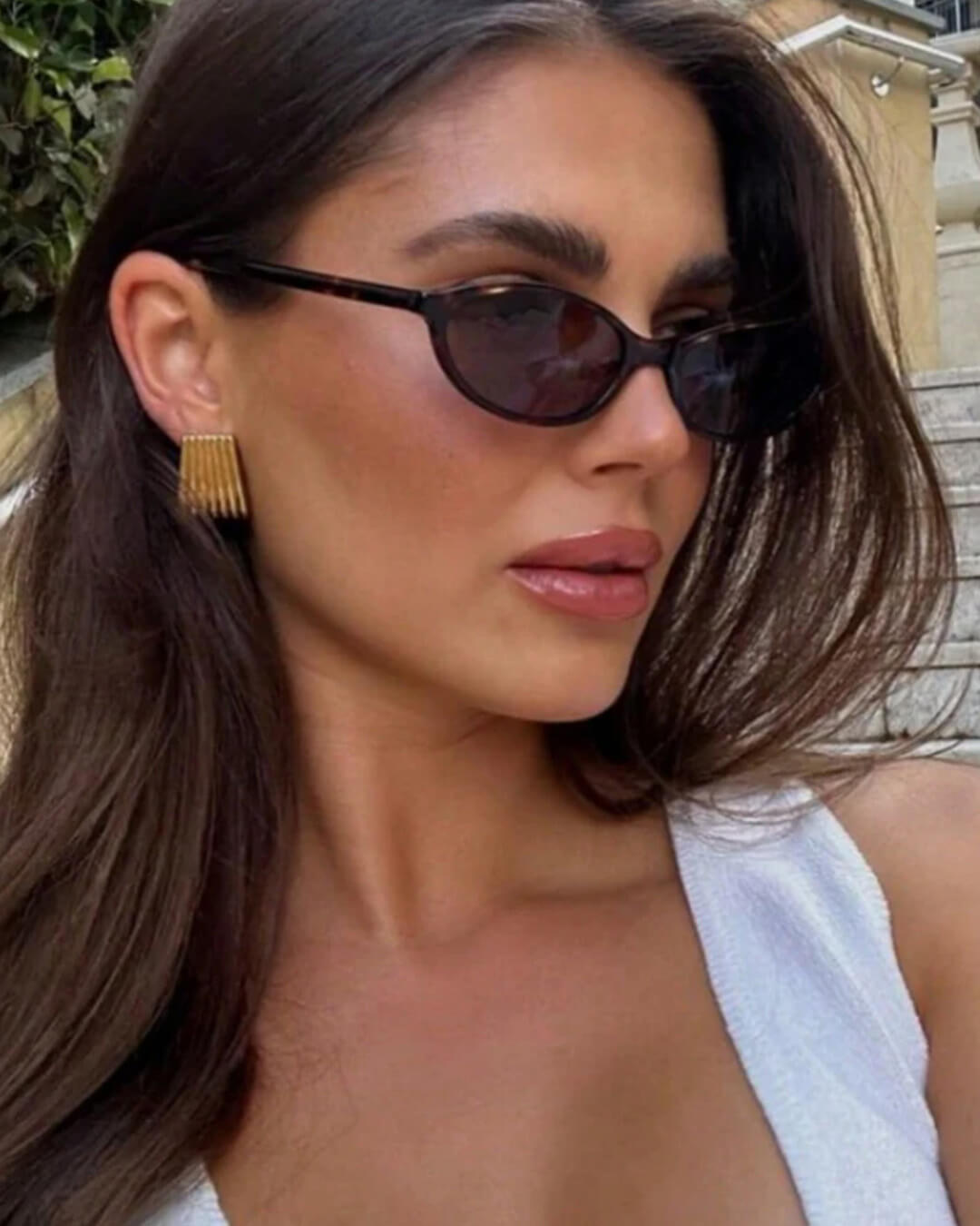 Elena Retro Oval Cat Eye Sunglasses